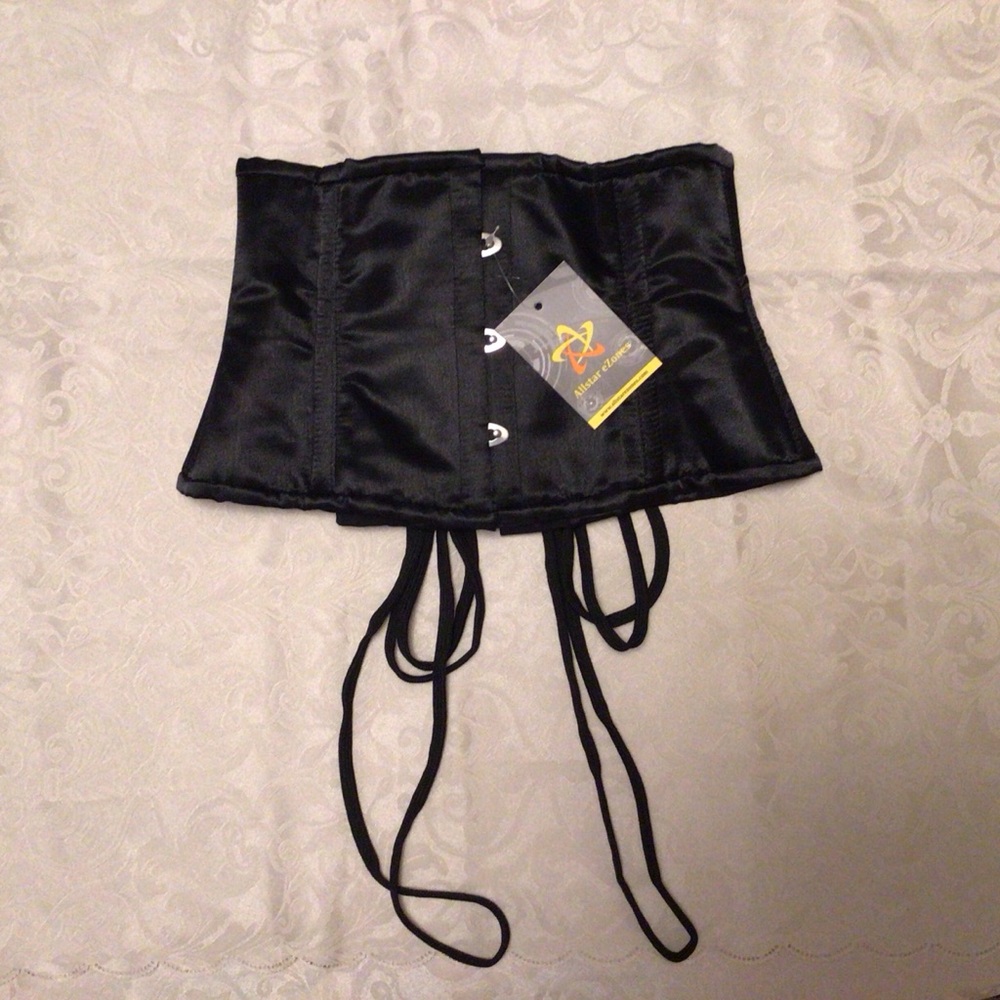 Black Satin Corset Waist Cincher Small